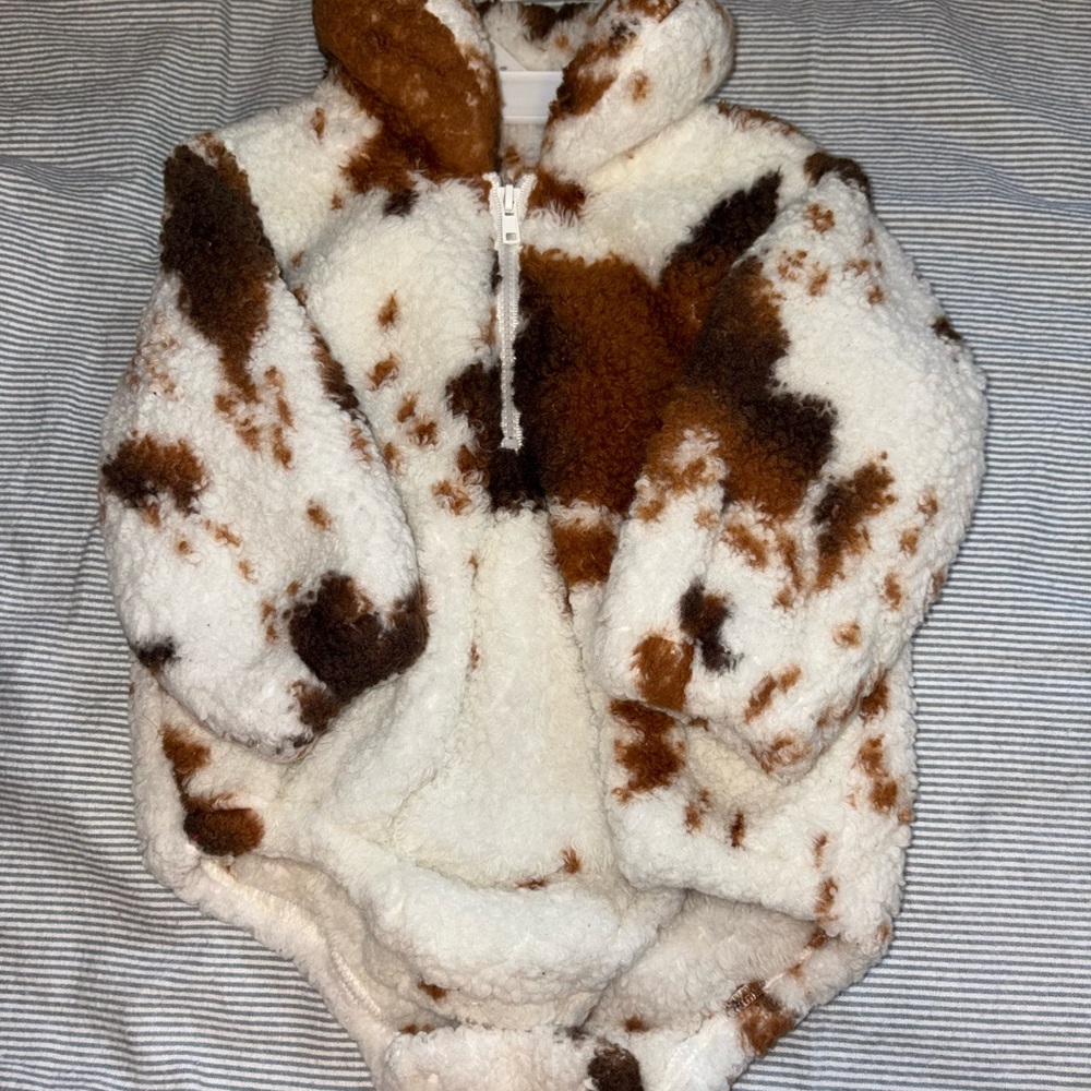 Cozy Kids' Brown and White Sherpa Jacket